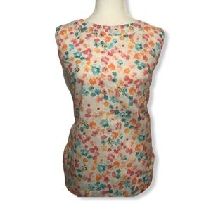 TALBOTS Sleeveless Cotton Floral Bee Print Sz Sm